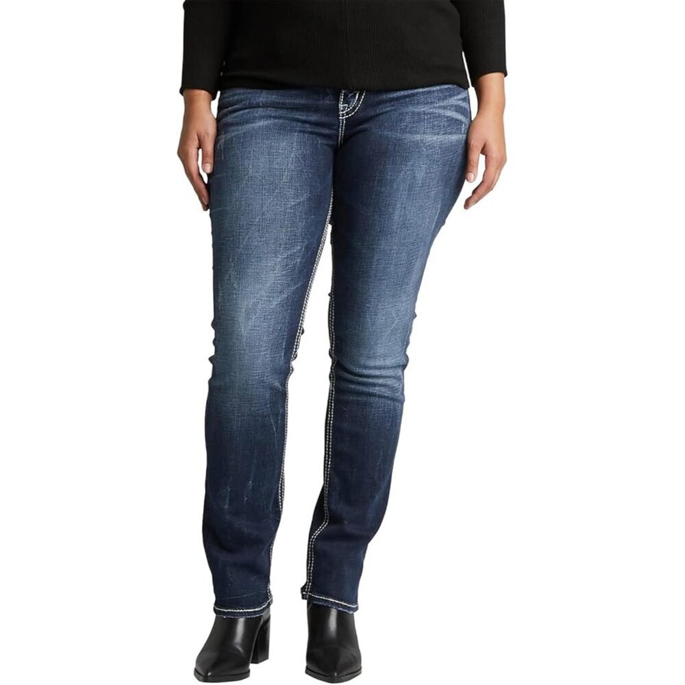 Women's Skinny Jeans Curvy Fit Mid Rise Cotton Vintage Dark Wash Size 16